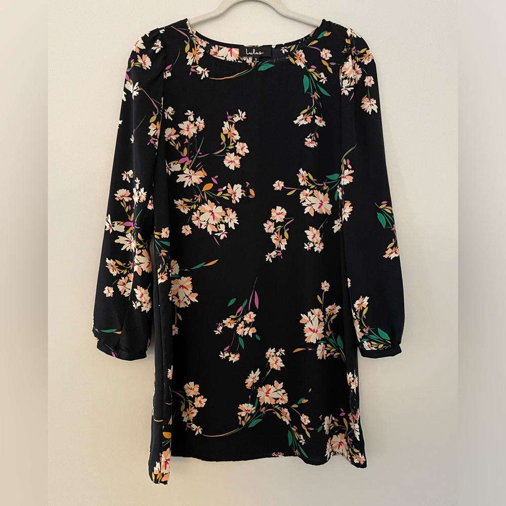 Lulus Herbaceous Babe Navy Floral Print Shift Dress, Small, S - Picture 5 of 11
